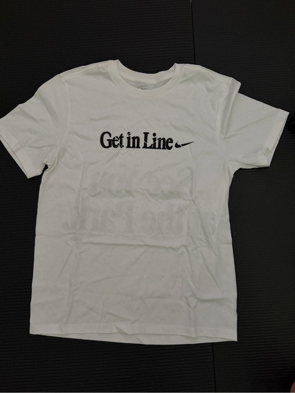 Nike White "Get in Line" Short Sleeve Graphic Tee